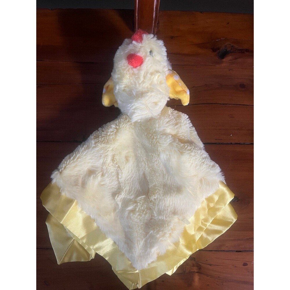 Cloud Island Yellow Chicken Lovey Plush Baby Toy Crinkle Fleece Satin Trim